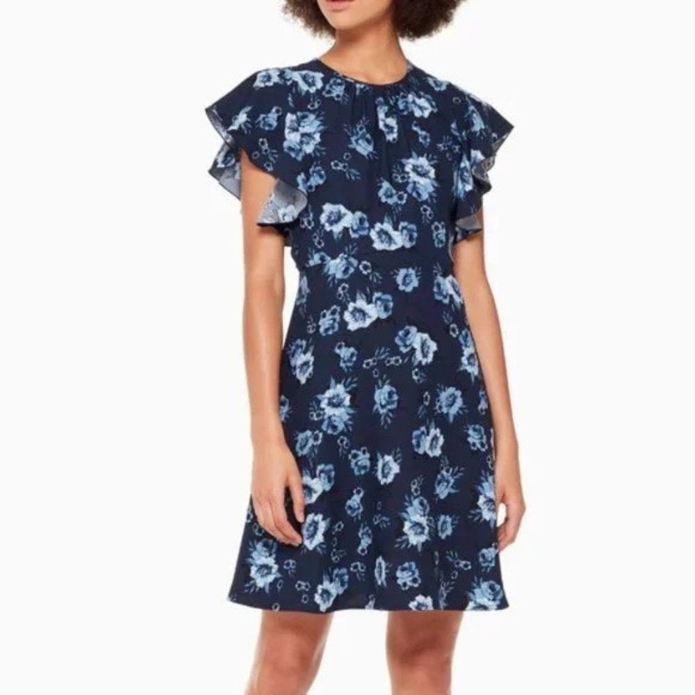 kate spade- prarie rose crepe floral flutter sleeve dress
